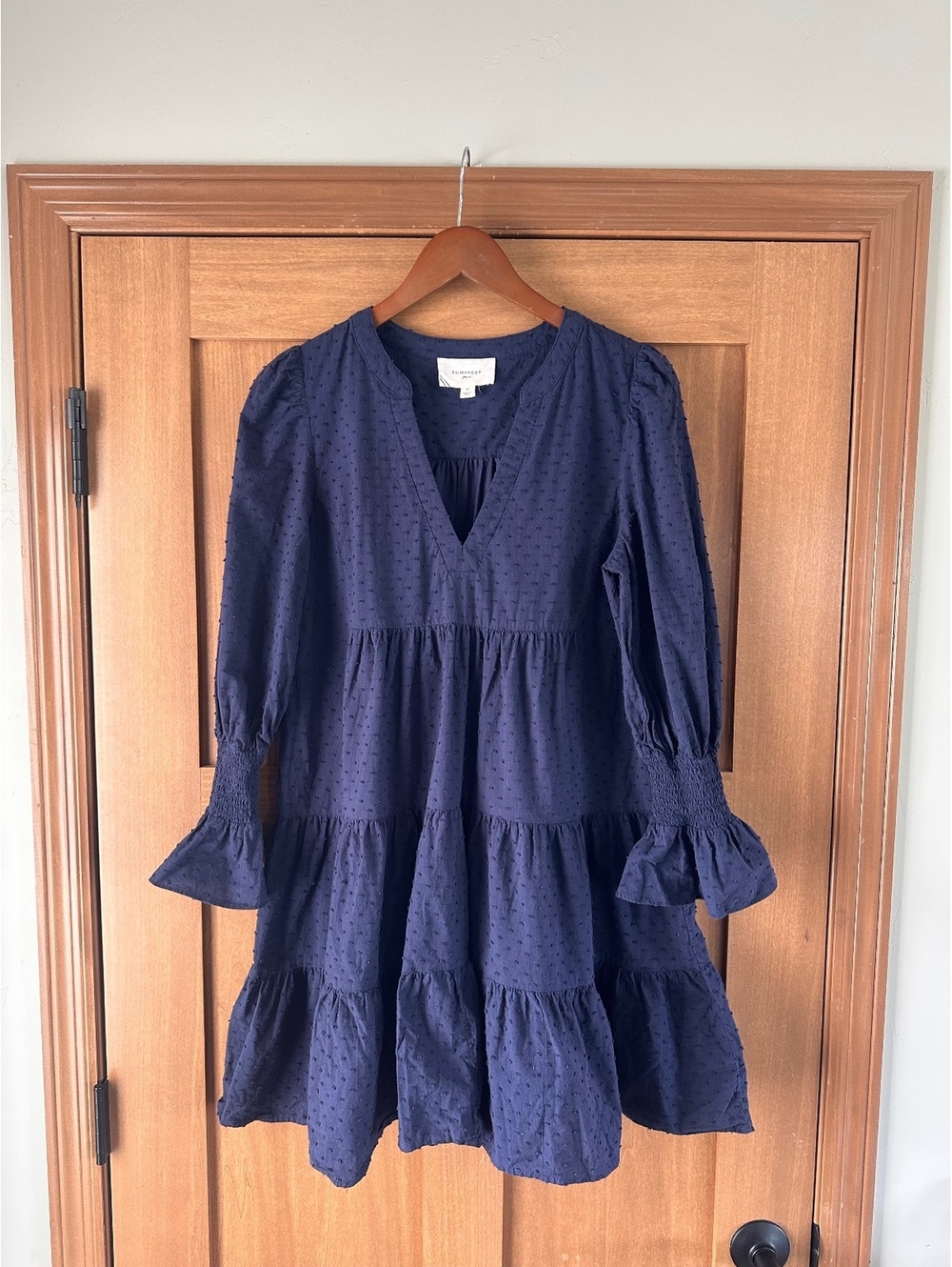 Pomander Place Tuckernuck Navy Swiss Dot Kenzo Mini Dress Women’s Medium - Picture 11 of 15